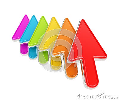 Multiple mouse cursor pointers isolated Stock Photo