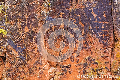 Multiple Petroglyphs on a Rock Stock Photo