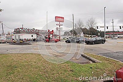 Multiple police cars performing a traffic stop in Dekalb County on Memorial drive Editorial Stock Photo