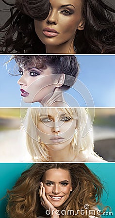 Multiple portrait of four sensual women Stock Photo