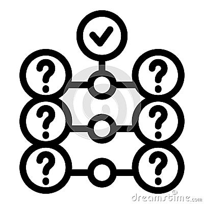 Multiple questions with right solution icon outline vector Vector Illustration