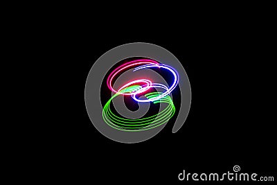 Multiple rose violet green curves mixed light. Stock Photo