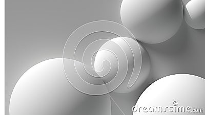 Multiple spheres and holes Contemporary art minimal flat ray composed of simple geometry Gray abstract 3D rendering image Stock Photo