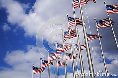 Multiple US flags Stock Photo