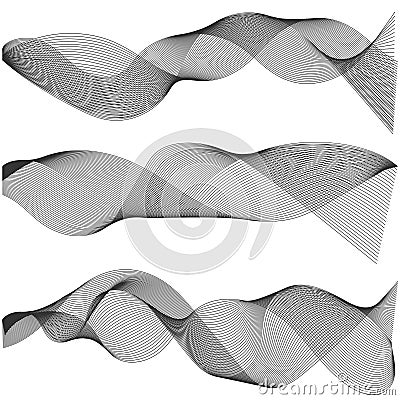 Multiple waves Abstract wavy stripes, Design elements created using Blend Tool, Vector Creative line art Vector Illustration