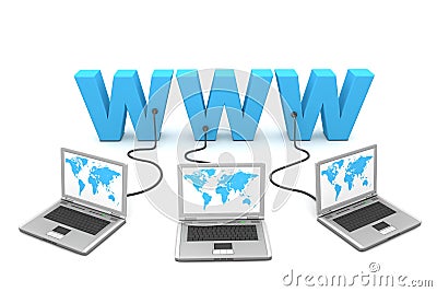 Multiple Wired to WWW Stock Photo