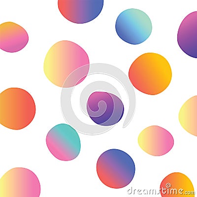 Multiple yellow, pink, green, pink and purple gradient spots on white background Stock Photo