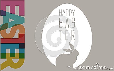 Multiply Easter font with minimal egg and rabbit in gray background.Vector illustration. EPS 10 Cartoon Illustration