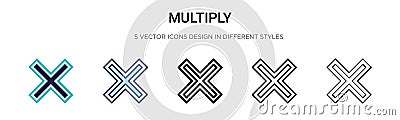 Multiply icon in filled, thin line, outline and stroke style. Vector illustration of two colored and black multiply vector icons Vector Illustration