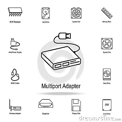 Multiport adapter icon. Detailed set of computer part icons. Premium graphic design. One of the collection icons for websites, web Stock Photo