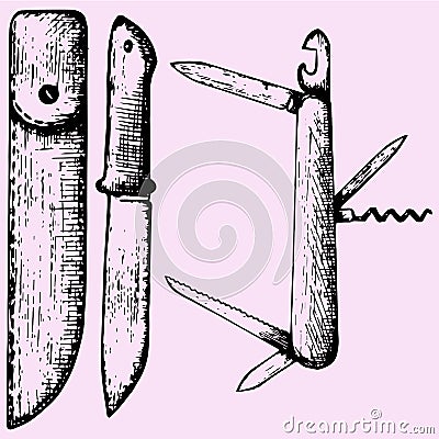 Multipurpose swiss folding knife holster Vector Illustration