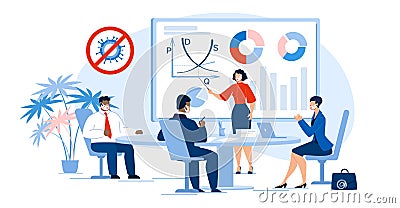 Multiracial Business People Team in Meeting Room Vector Illustration
