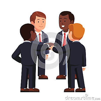 Multiracial business team joining hands together Vector Illustration