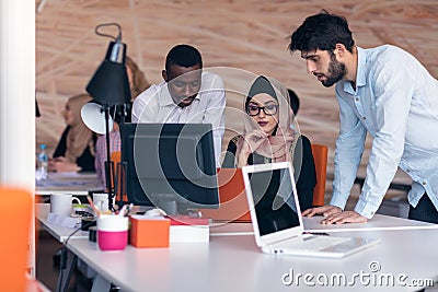 Multiracial contemporary business people working Stock Photo