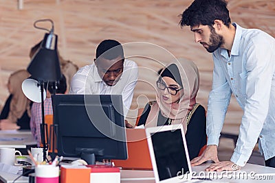 Multiracial contemporary business people working Stock Photo