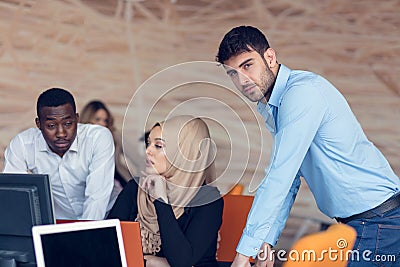 Multiracial contemporary business people working Stock Photo