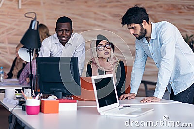 Multiracial contemporary business people working Stock Photo