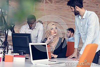 Multiracial contemporary business people working Stock Photo