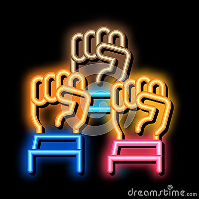 multiracial fists neon glow icon illustration Vector Illustration