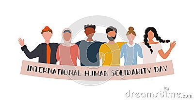 Multiracial group of people embracing each other Vector Illustration