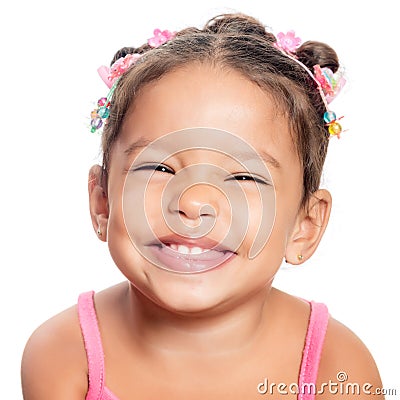 Multiracial small girl smiling Stock Photo