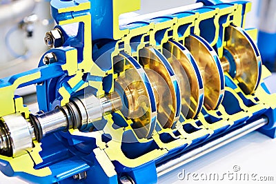 Multistage pump for water pipe Stock Photo