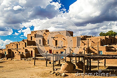 Multistoried Taos Pueblo Stock Photo