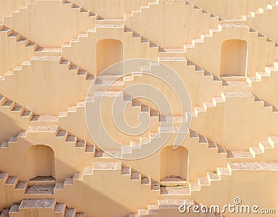 Multistory stairs of a step-well in Jaipur, India Stock Photo