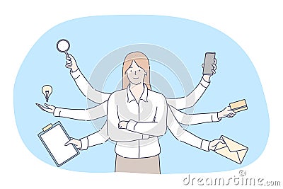 Multitasking, business efficiency, management concept Vector Illustration