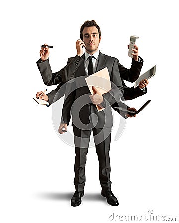 Multitasking businessman Stock Photo