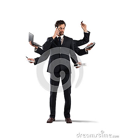 Multitasking businessman Stock Photo