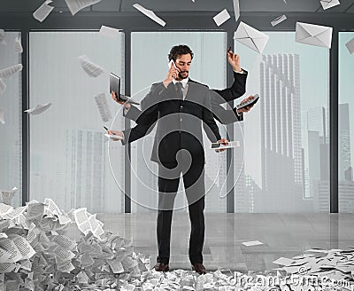 Multitasking businessman Stock Photo