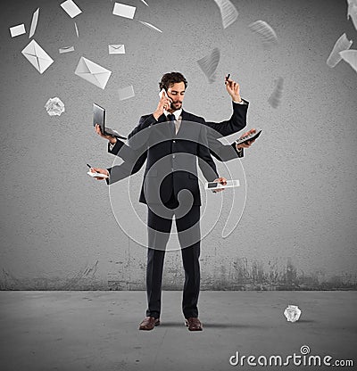 Multitasking businessman Stock Photo