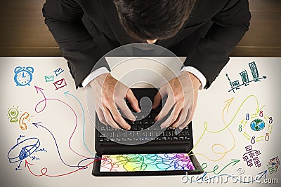 Multitasking businessman Stock Photo