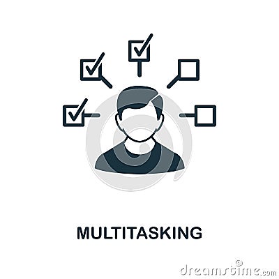 Multitasking icon. Monochrome style design from management icon collection. UI. Pixel perfect simple pictogram multitasking icon. Stock Photo