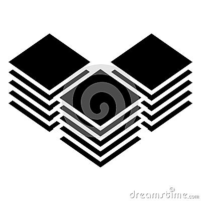 Multitier, layered icon for computing, or generic stack theme. Harddisk, harddrive icon, symbol Vector Illustration