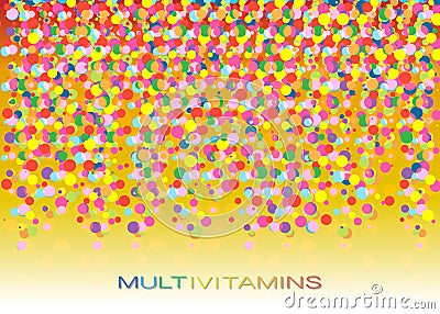 Multivitamin label inspiration, icon concept vitamins , illustration circles colorful isolated or orange background Vector Illustration