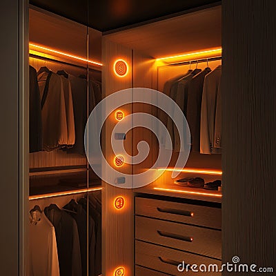Multizone lighting with motion sensors and gradient levels displayed Stock Photo