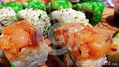 Multycolor sushi Assortment Stock Photo