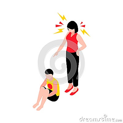 Mum Scolding Boy Vector Illustration