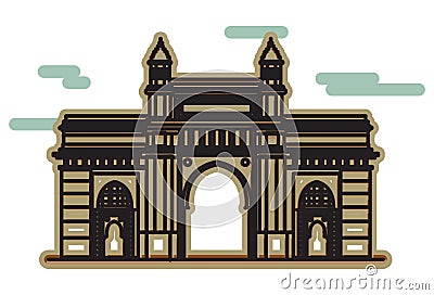 Mumbai - Bombay City - Gateway of India Icon Vector Illustration