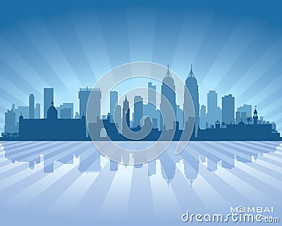 Mumbai India city skyline vector silhouette Vector Illustration