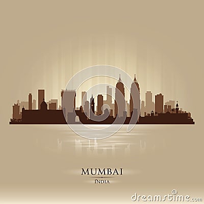 Mumbai India city skyline vector silhouette Vector Illustration