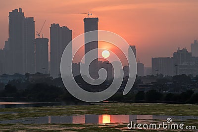 Mumbai skyline - sunset Editorial Stock Photo