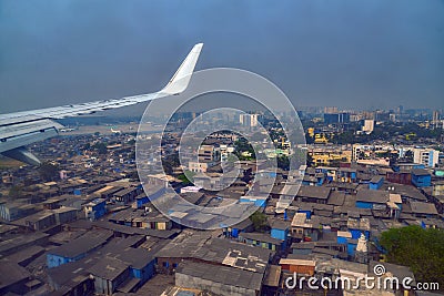 Mubai City View through flight window Editorial Stock Photo