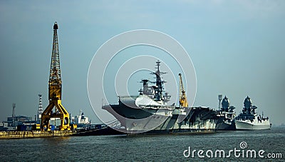 Mumbai, India - October 23, 2018: INS Viraat Centaur-class aircraft carrier of the Indian Navy in the state of Maharashtra Editorial Stock Photo