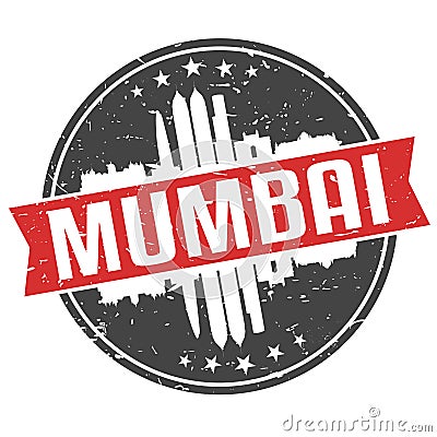 Mumbai India Round Travel Stamp Icon Skyline City Design. Seal Badge vector Illustration. Vector Illustration