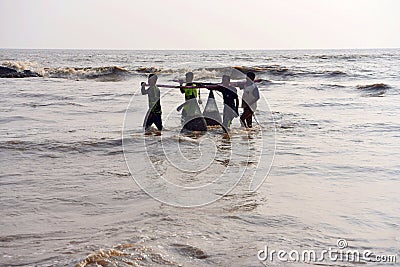 Fishing at Uttan Beach Editorial Stock Photo