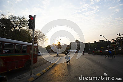 Mumbai, Maharashtra india, 01-02-2022 Mumbai early morning street view sun rise Editorial Stock Photo