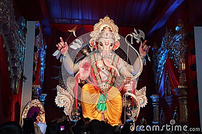 Close up view of idol of lord Ganesha on smartphone. Editorial Stock Photo